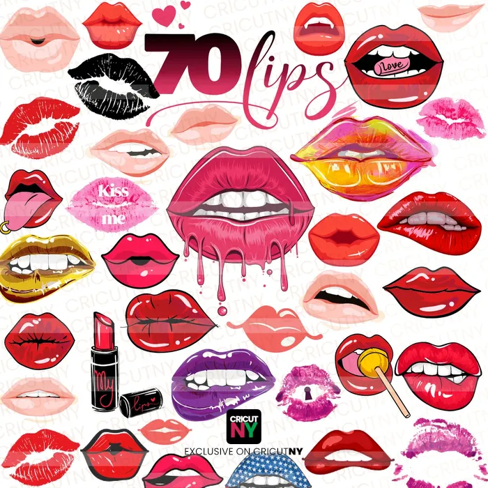 70 Kiss Lips Image Bundle