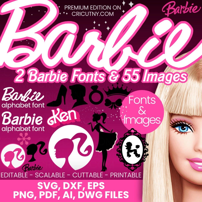2 Barbie Fonts and 55 Barbie images