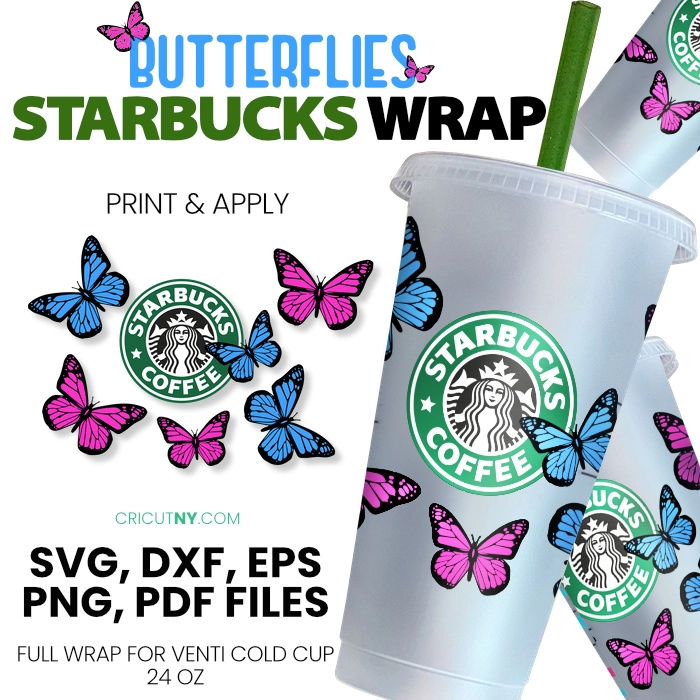 Butterfly Starbucks Cold Cup Wrap