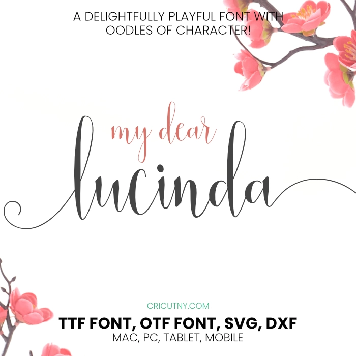 Cricut design space font with tails, Lucinda