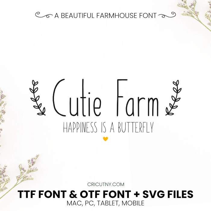 Farmhouse font with doodle decorative