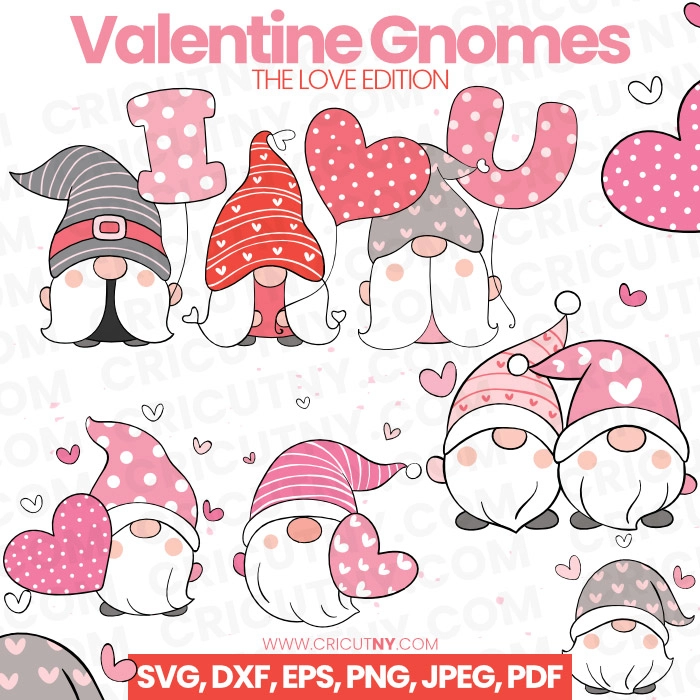 Valentine’s Day Gnomes SVG files for Cricut &amp; Silhouette