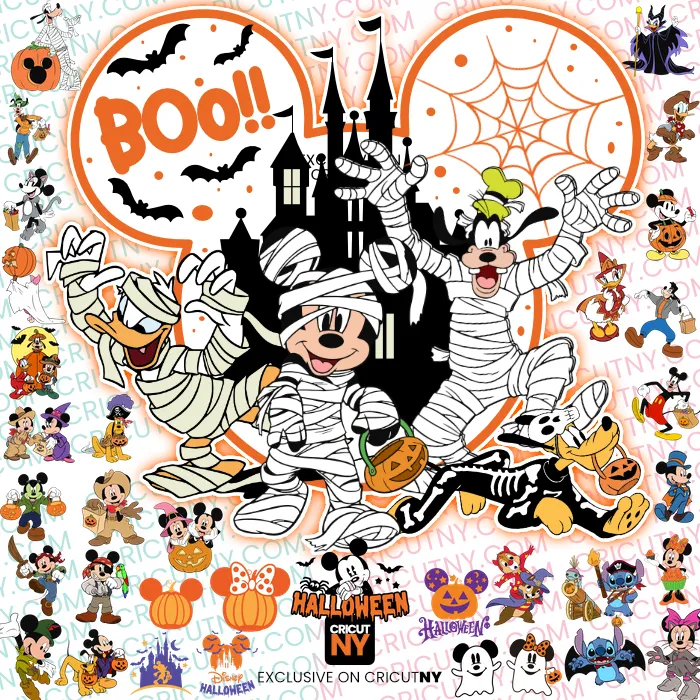 114 Halloween Disney SVG, PNG &amp; DXF files.