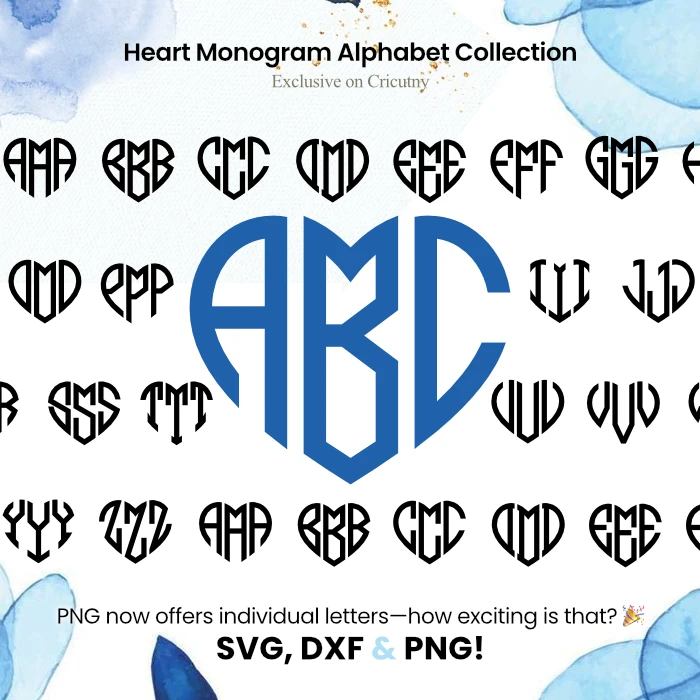 Heart Monogram Alphabet Bundle