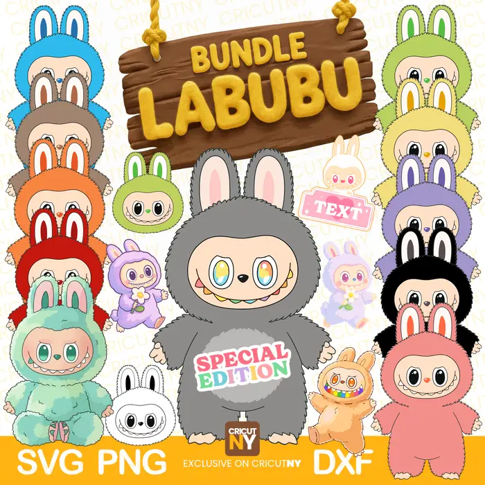 Labubu SVG PNG DXF Bundle – Cricut & Silhouette Files for Stickers, Keychains, Tumblers, Clothing, Nails & DIY Crafts