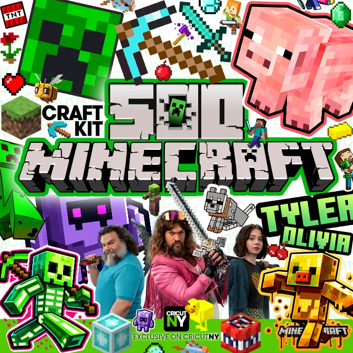 Minecraft Crafter’s Mega Bundle – Block Letters, Fonts & Icons for Shirts, Stickers & Party Decor