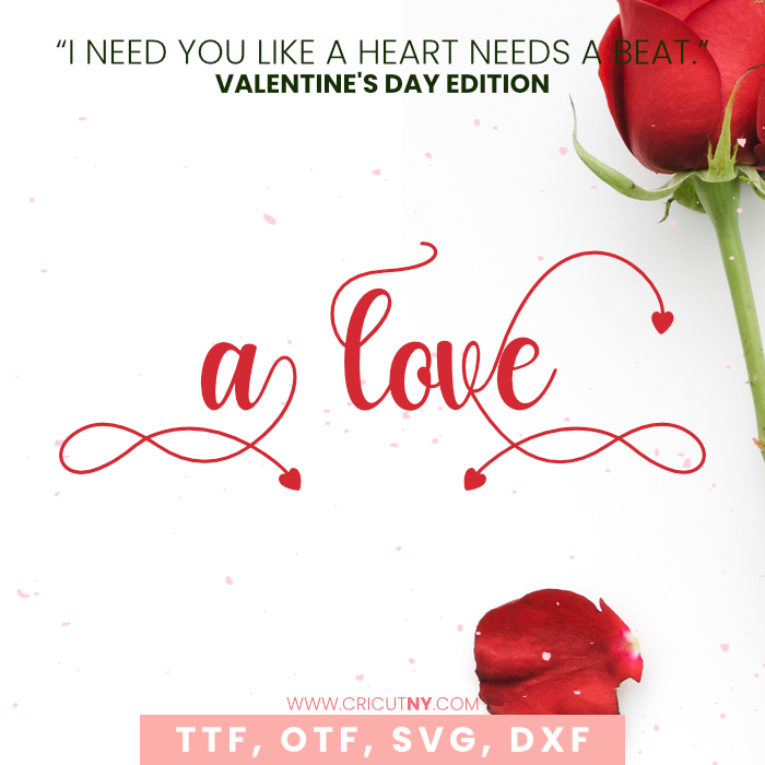 Romantic script font for valentine’s day