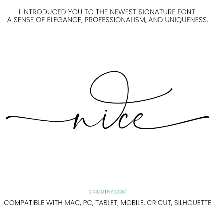 Signature font with swash tail, Tyler