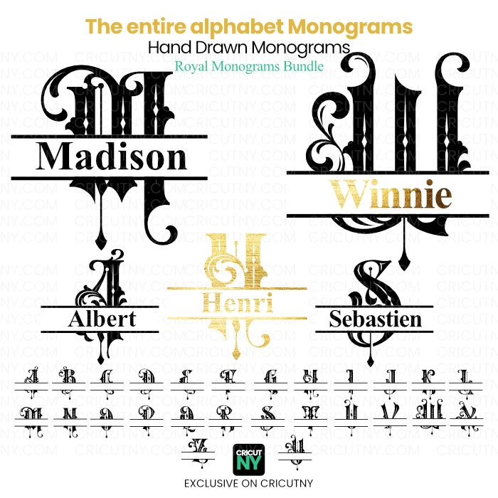 24 Split Monogram SVG letters
