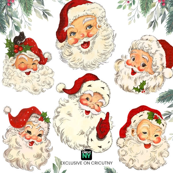 6 vintage Santa images