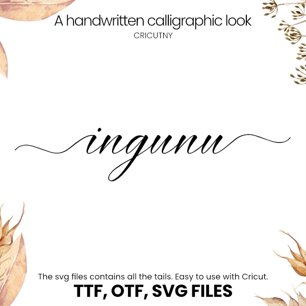 Wedding font with long tails